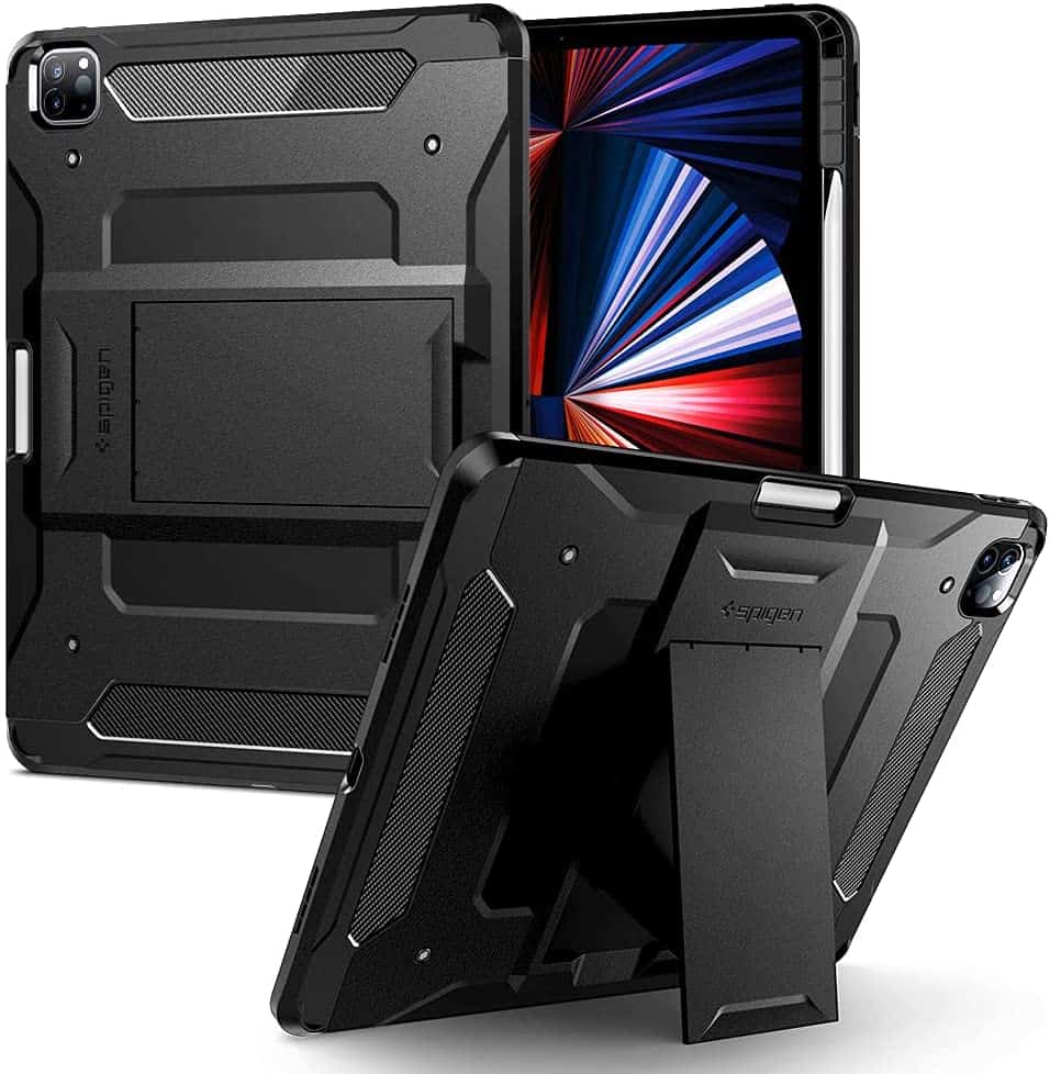  Spigen Tough Armor Pro Designed for iPad Pro 12.9 inch Case 2021 5th Generation with Pencil Holder - Black