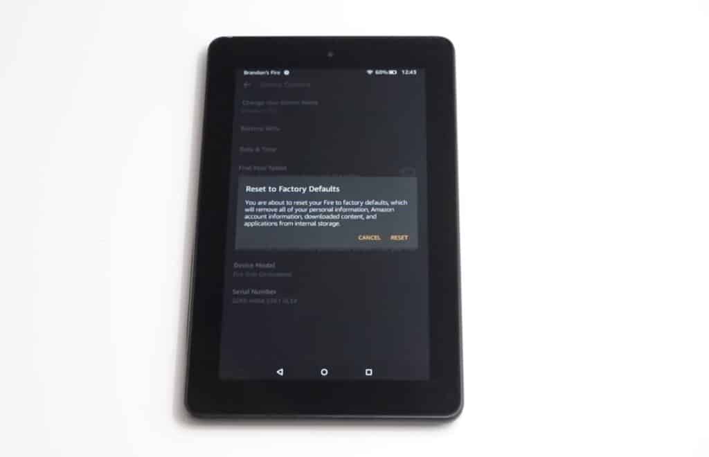 Amazon Fire Tablet Reset to Factory Defaults