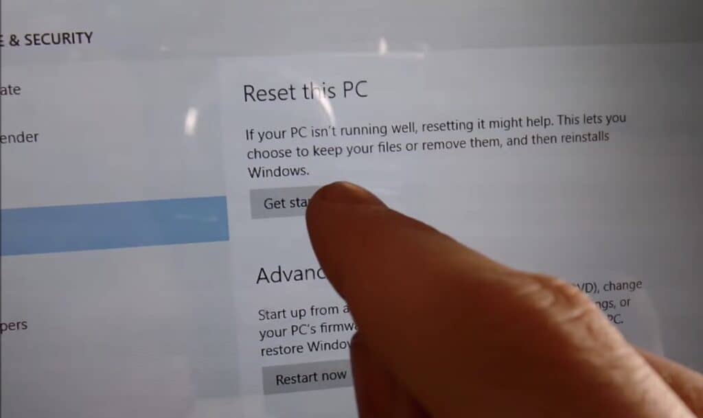 RCA Tablet Reset via Windows Updates and Security Settings