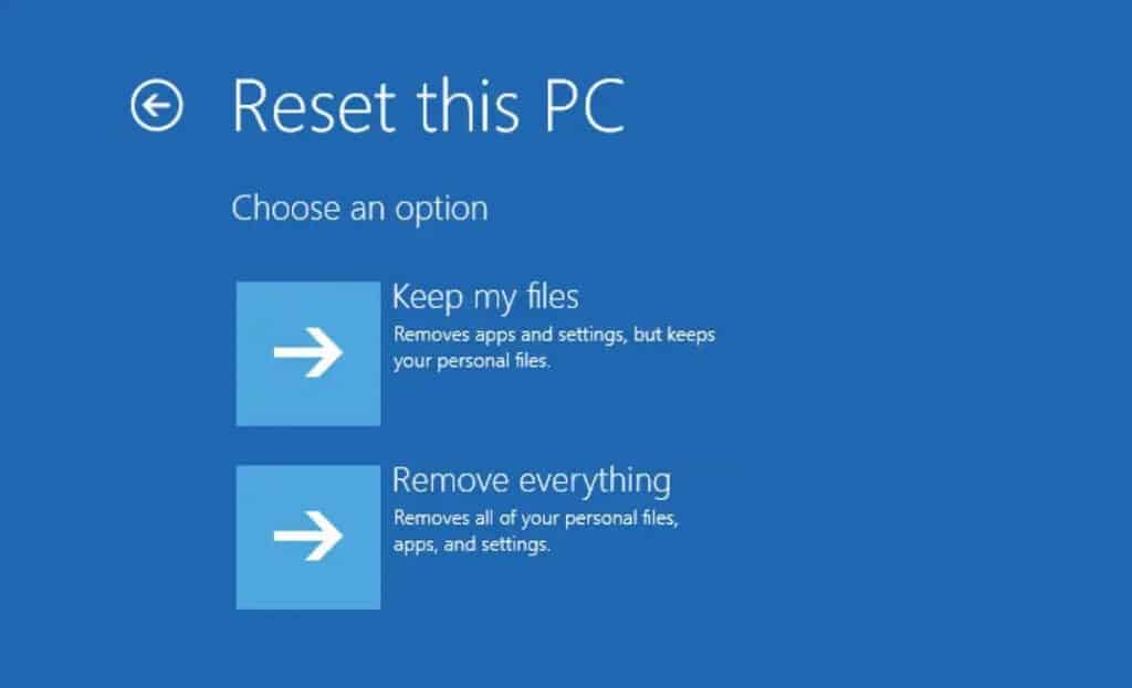 Windows Tablet Reset this PC