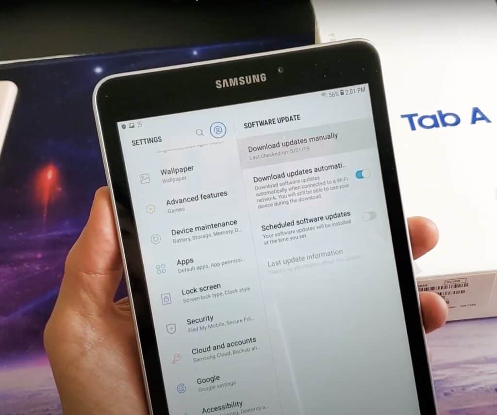 Samsung Galaxy Tab Software Update via Settings