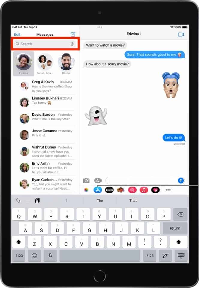 iPad Message App Search