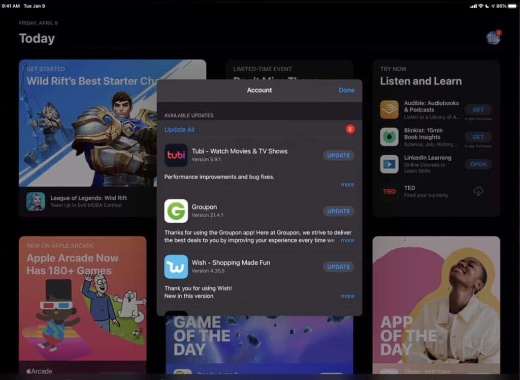 Apple iPad Update All Apps
