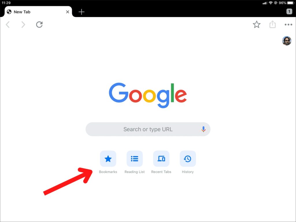 Google Chrome View Bookmarks iPad