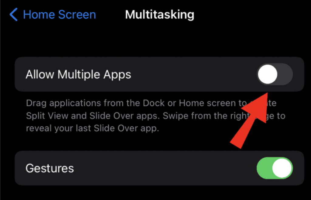 iPad multitasking disable split view