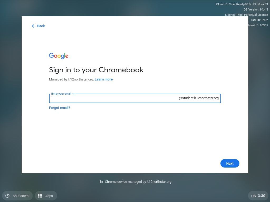 Chromebook Sign-in Screen