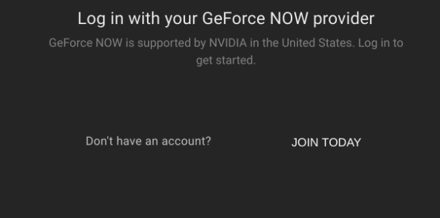 GeForce NOW Sign-up page