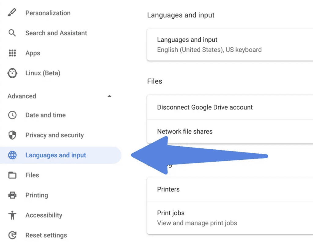 Chromebook Languages and Input