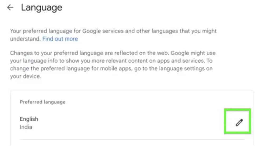 Google Account Change Language